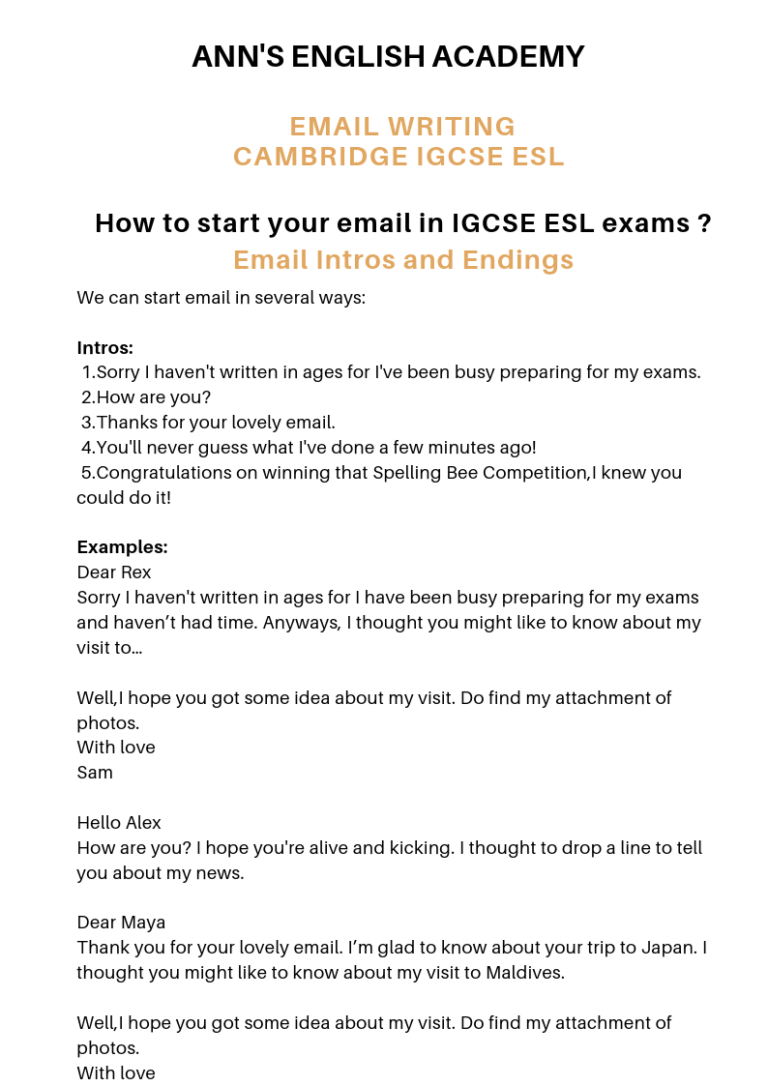 How To Write Email Intros And Ending In IGCSE ESL Exams ANN S 