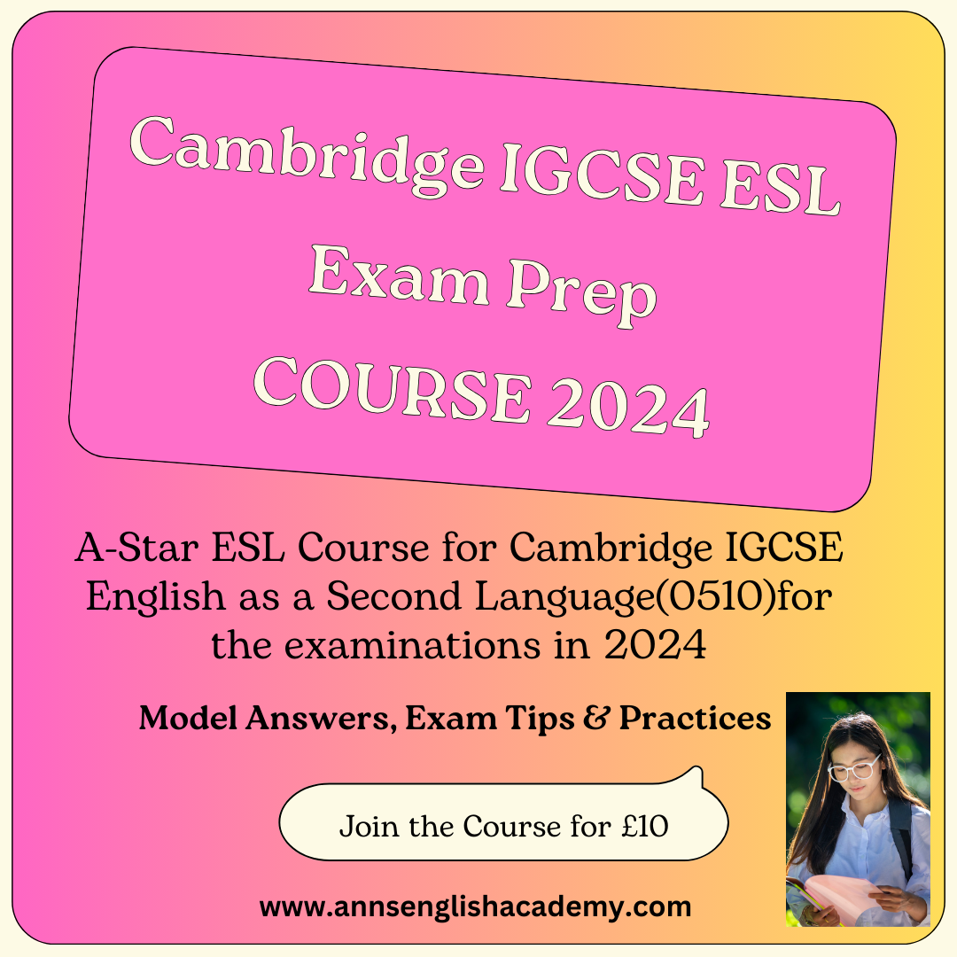 Cambridge IGCSE English as a Second Language Prep Course 2024 ANN'S